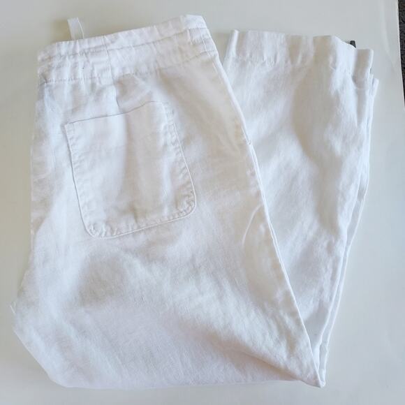Inc White 100% Linen Cropped Pants Size 8 - Picture 1 of 11